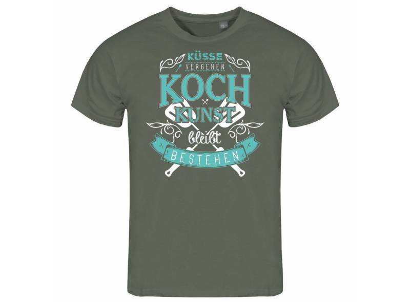 deinshirt Print-Shirt Herren T-Shirt Küsse vergehen Kochkunst bleibt bestehen Funshirt mit Motiv von deinshirt
