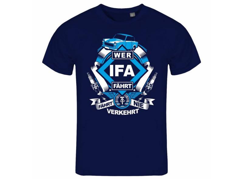 deinshirt Print-Shirt Herren T-Shirt Wer IFA fährt fährt nie verkehrt Trabi Funshirt mit Motiv von deinshirt