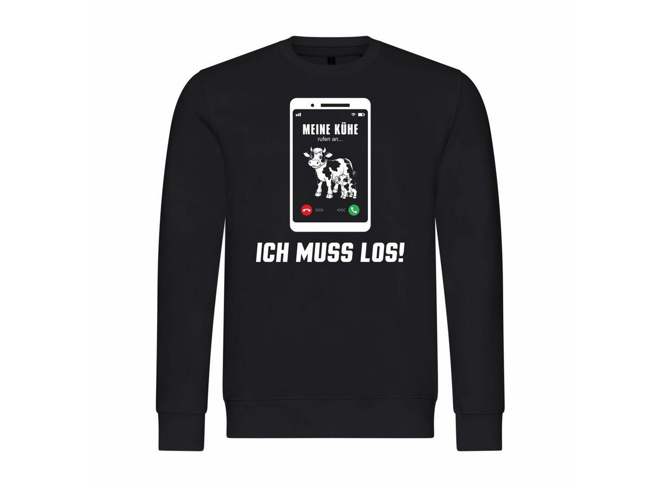 deinshirt Rundhalspullover Herren Pullover Meine Kühe rufen an Mit Print Motiv, Grafik von deinshirt