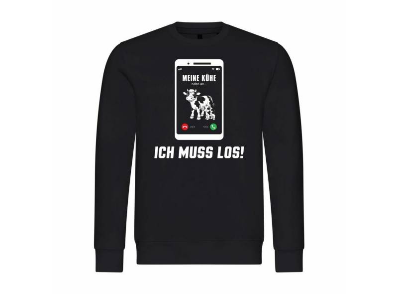 deinshirt Rundhalspullover Herren Pullover Meine Kühe rufen an Mit Print Motiv, Grafik von deinshirt