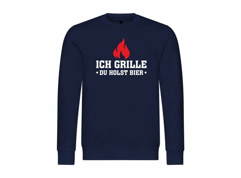 deinshirt Rundhalspullover Herren Pullover Ich grille du holst Bier Mit Print Motiv, Grafik von deinshirt