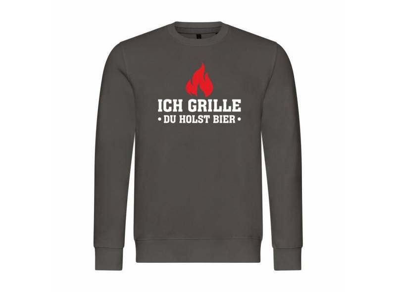 deinshirt Rundhalspullover Herren Pullover Ich grille du holst Bier Mit Print Motiv, Grafik von deinshirt