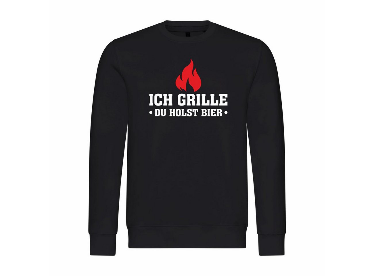 deinshirt Rundhalspullover Herren Pullover Ich grille du holst Bier Mit Print Motiv, Grafik von deinshirt