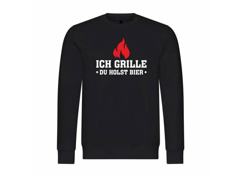 deinshirt Rundhalspullover Herren Pullover Ich grille du holst Bier Mit Print Motiv, Grafik von deinshirt