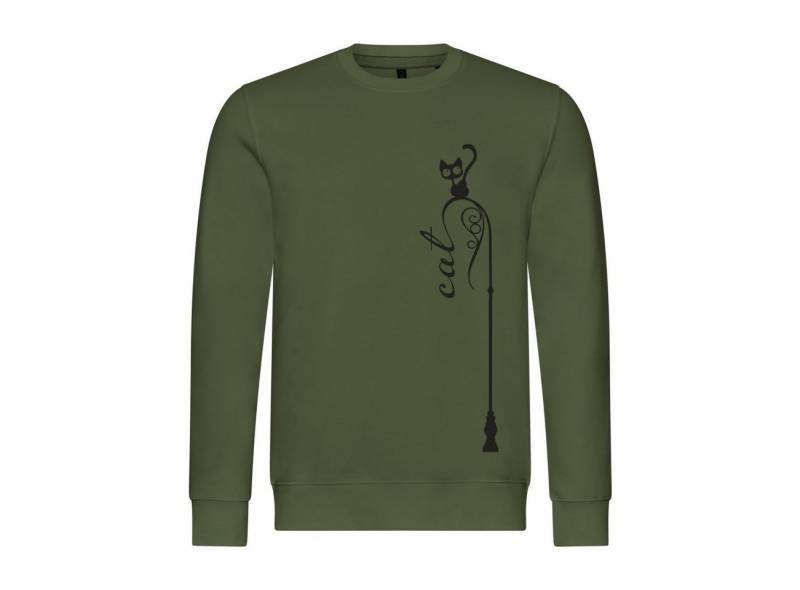 deinshirt Rundhalspullover Herren Pullover Katze auf Laterne Mit Print Motiv, Grafik von deinshirt