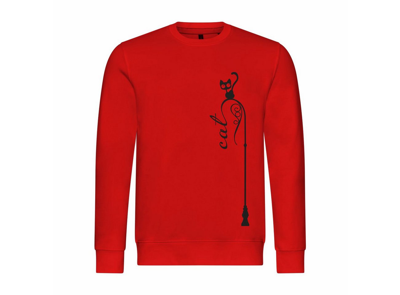 deinshirt Rundhalspullover Herren Pullover Katze auf Laterne Mit Print Motiv, Grafik deinshirt Rundhalspullover Herren Pullover Katze auf Laterne Mit Print Motiv, Grafik von deinshirt
