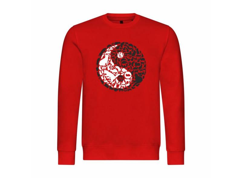 deinshirt Rundhalspullover Herren Pullover Katzen Yin und Yang Mit Print Motiv, Grafik von deinshirt