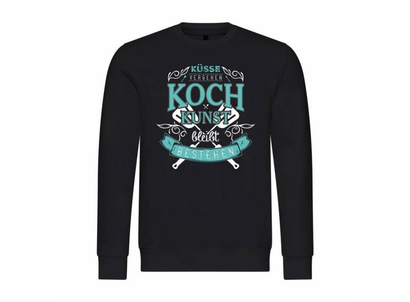 deinshirt Rundhalspullover Herren Pullover Küsse vergehen Kochkunst bleibt bestehen Mit Print Motiv, Grafik von deinshirt