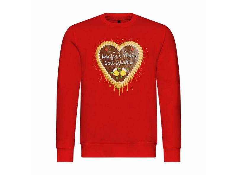 deinshirt Rundhalspullover Herren Pullover Lebkuchenherz Hopfen und Malz Mit Print Motiv, Grafik von deinshirt