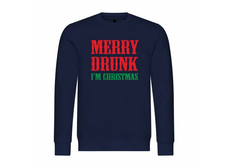 deinshirt Rundhalspullover Herren Pullover Merry drunk im Christmas Mit Print Motiv, Grafik von deinshirt