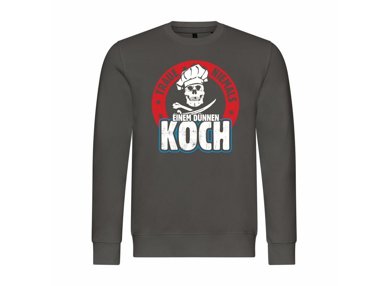 deinshirt Rundhalspullover Herren Pullover Traue niemals einem dünnen Koch Mit Print Motiv, Grafik von deinshirt