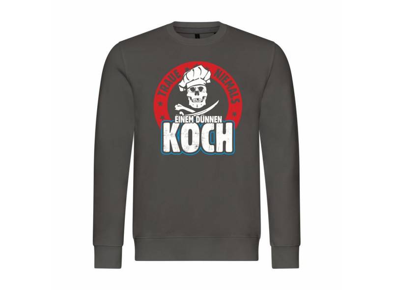 deinshirt Rundhalspullover Herren Pullover Traue niemals einem dünnen Koch Mit Print Motiv, Grafik von deinshirt