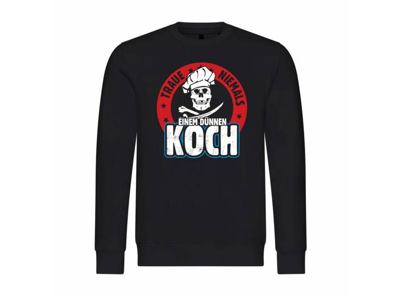 deinshirt Rundhalspullover Herren Pullover Traue niemals einem dünnen Koch Mit Print Motiv, Grafik von deinshirt