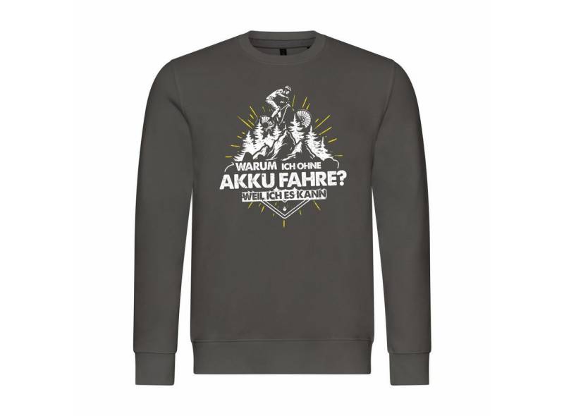 deinshirt Rundhalspullover Herren Pullover Warum ich ohne Akku fahre - weil ich es kann Mit Print Motiv, Grafik von deinshirt