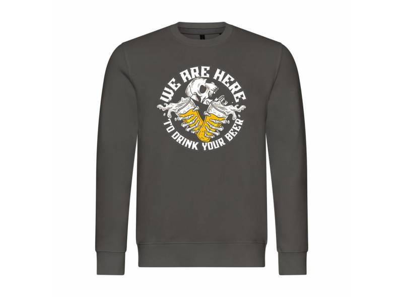 deinshirt Rundhalspullover Herren Pullover We are here top drink your Beer Mit Print Motiv, Grafik von deinshirt