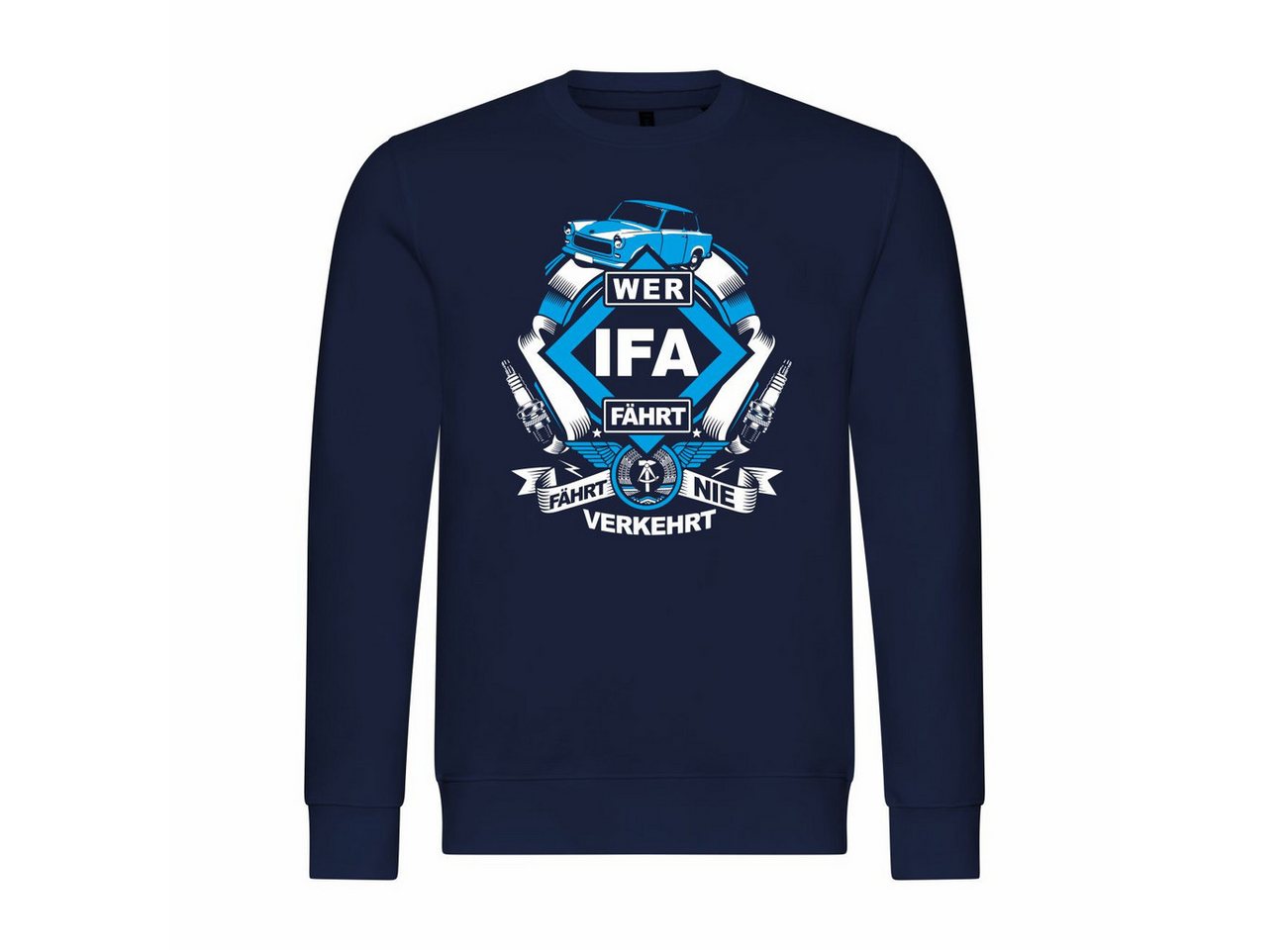 deinshirt Rundhalspullover Herren Pullover Wer IFA fährt fährt nie verkehrt Trabi Mit Print Motiv, Grafik von deinshirt