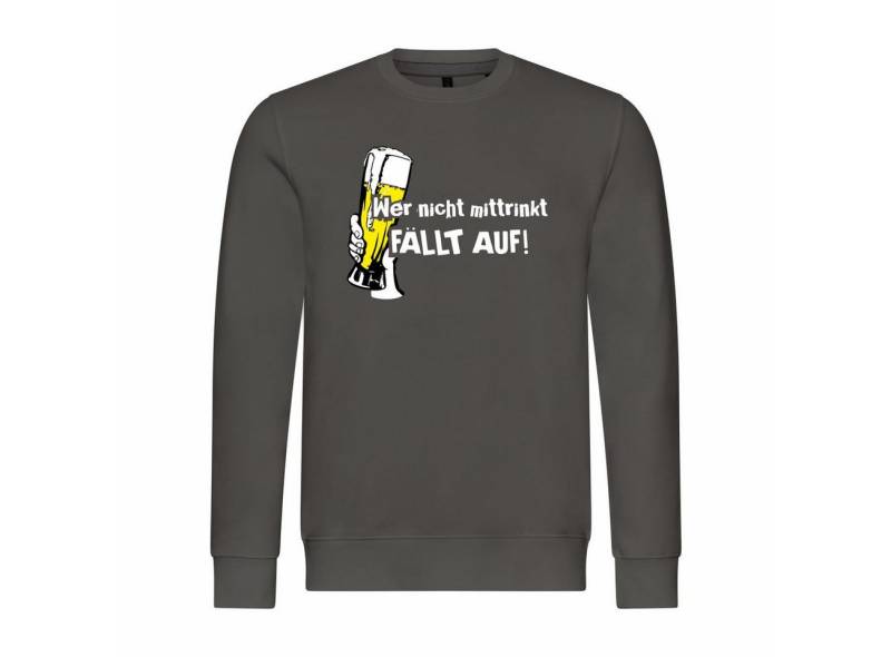 deinshirt Rundhalspullover Herren Pullover Wer nicht mittrinkt fällt auf Mit Print Motiv, Grafik von deinshirt