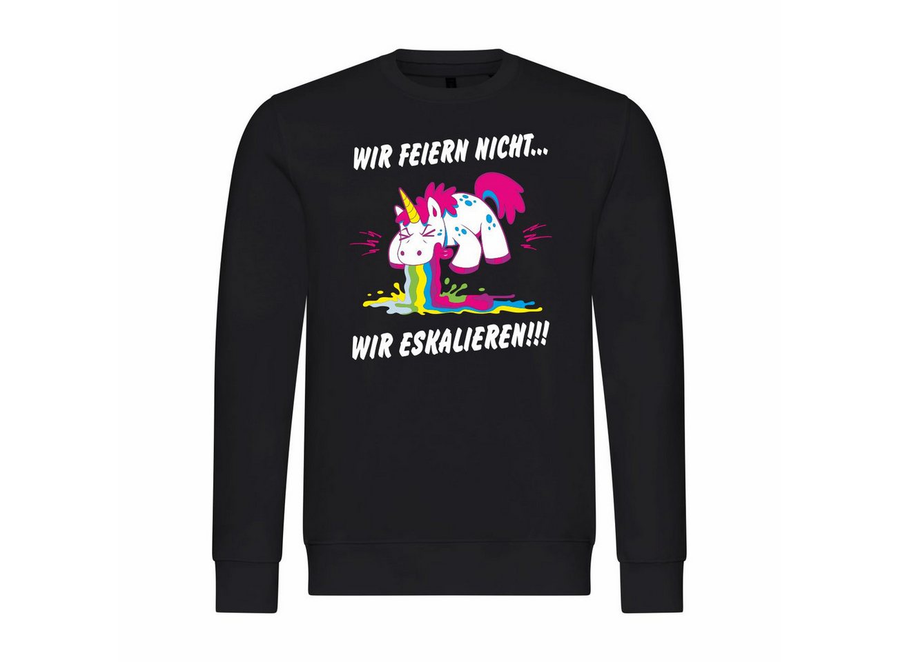 deinshirt Rundhalspullover Herren Pullover Wir feiern nicht WIR ESKALIEREN Party Einhorn Mit Print Motiv, Grafik von deinshirt