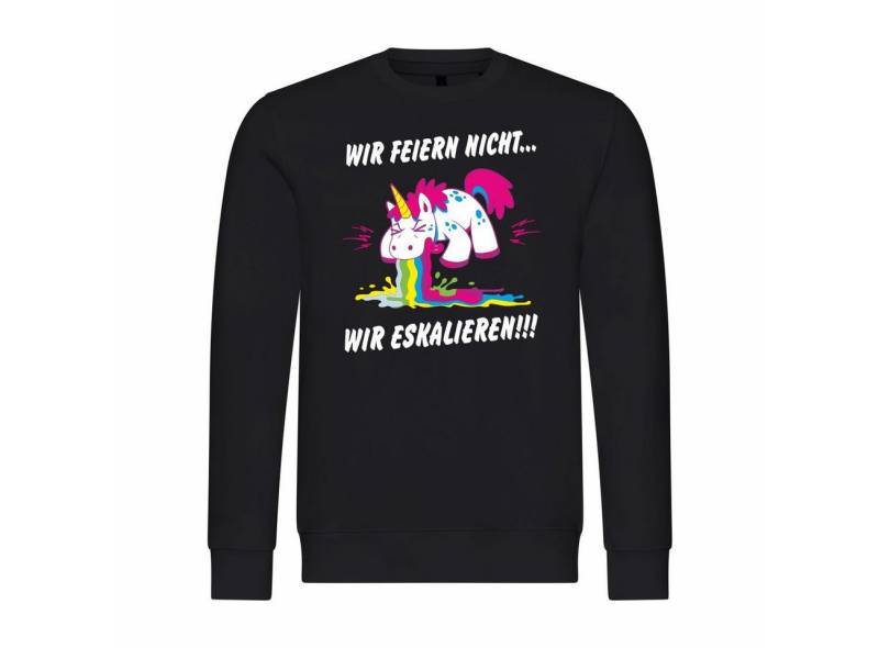 deinshirt Rundhalspullover Herren Pullover Wir feiern nicht WIR ESKALIEREN Party Einhorn Mit Print Motiv, Grafik von deinshirt