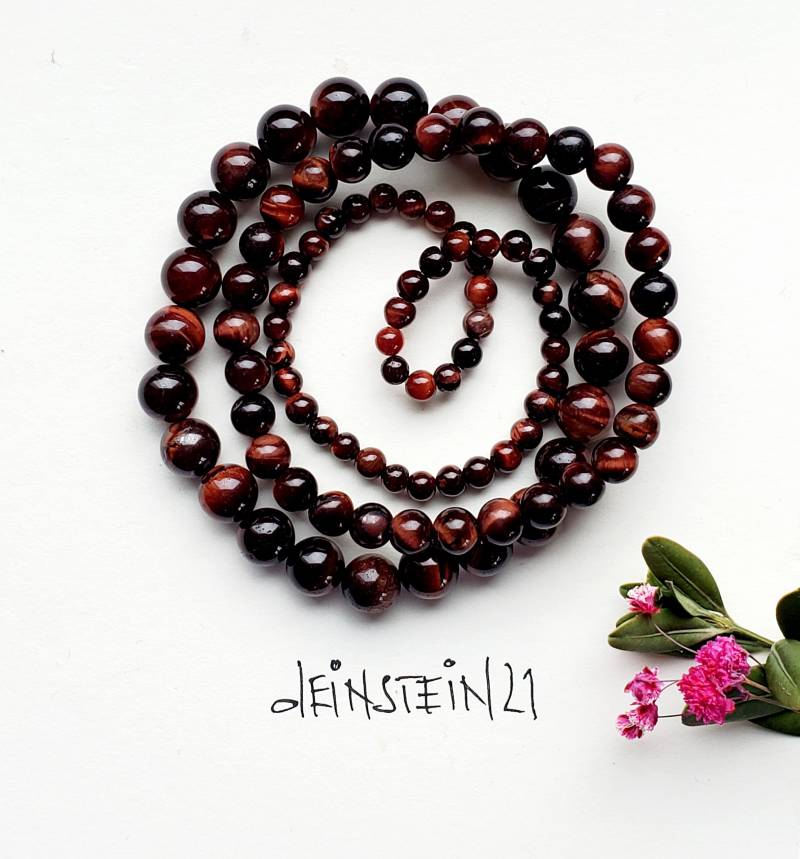 Tigerauge Perlen Rot Als Armband von deinstein21