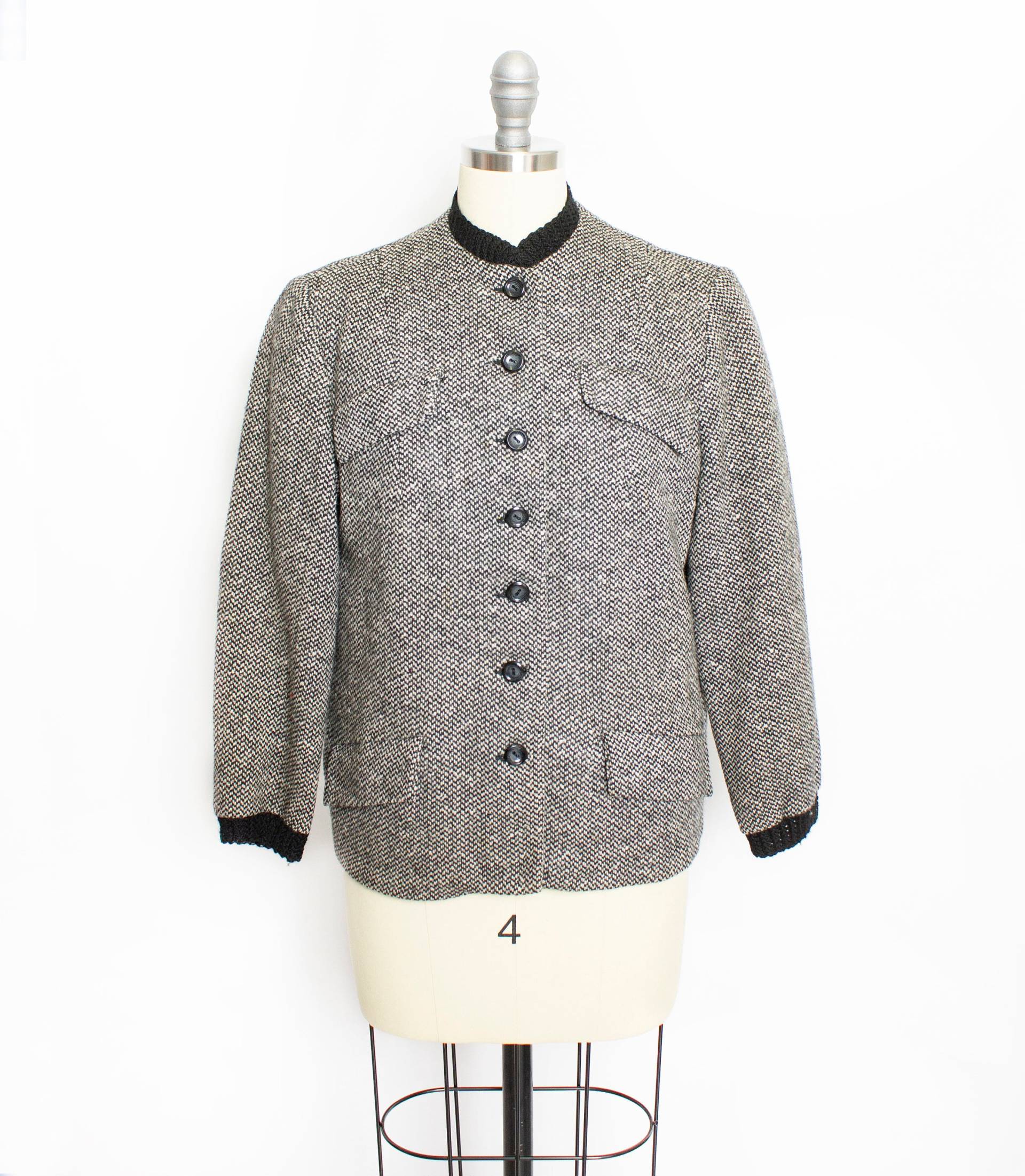 1950Er Jahre Jacke Black & White Wollfleck S von dejavintageboutique