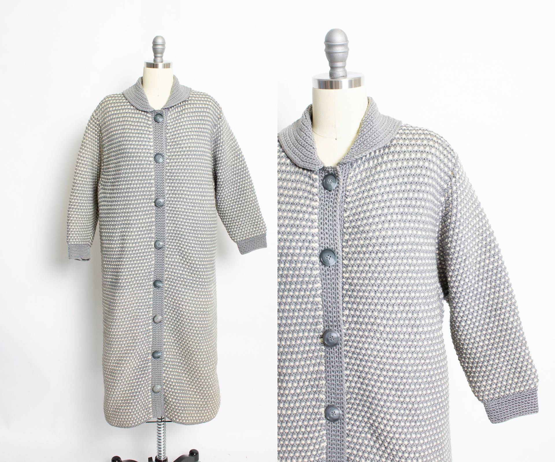 1960Er Jahre Pullover Lange Graue Strickjacke von dejavintageboutique