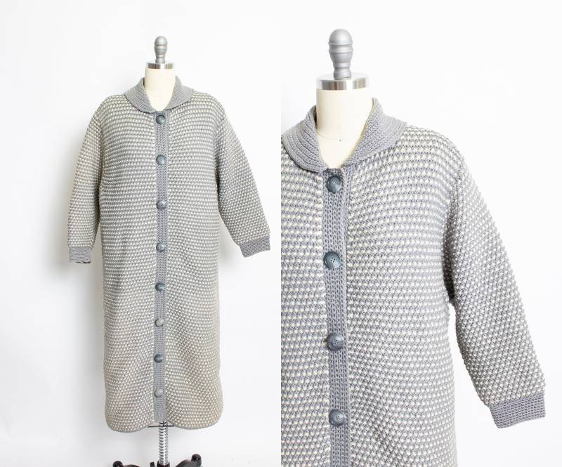1960Er Jahre Pullover Lange Graue Strickjacke von dejavintageboutique