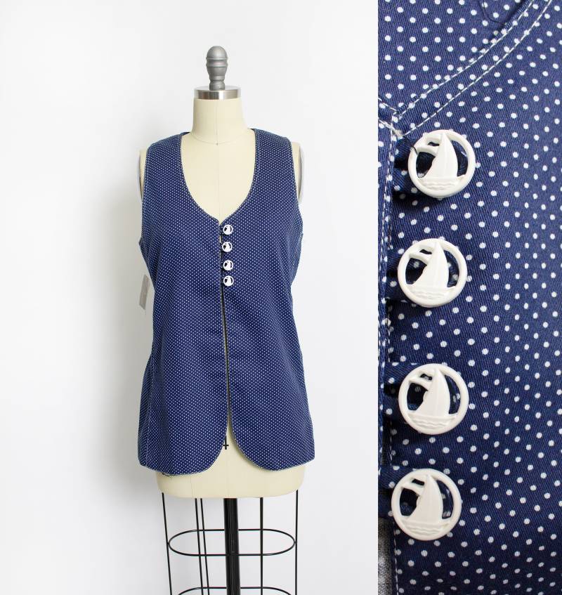 1960Er Jahre Top Cover Up Polka Dot Baumwolle Tunika Ungetragen S von dejavintageboutique