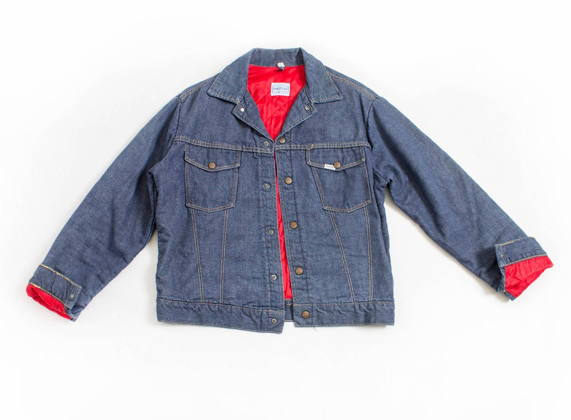 1960Er Selvage Jeans Jacke Rehböcke Gefüttert M von dejavintageboutique