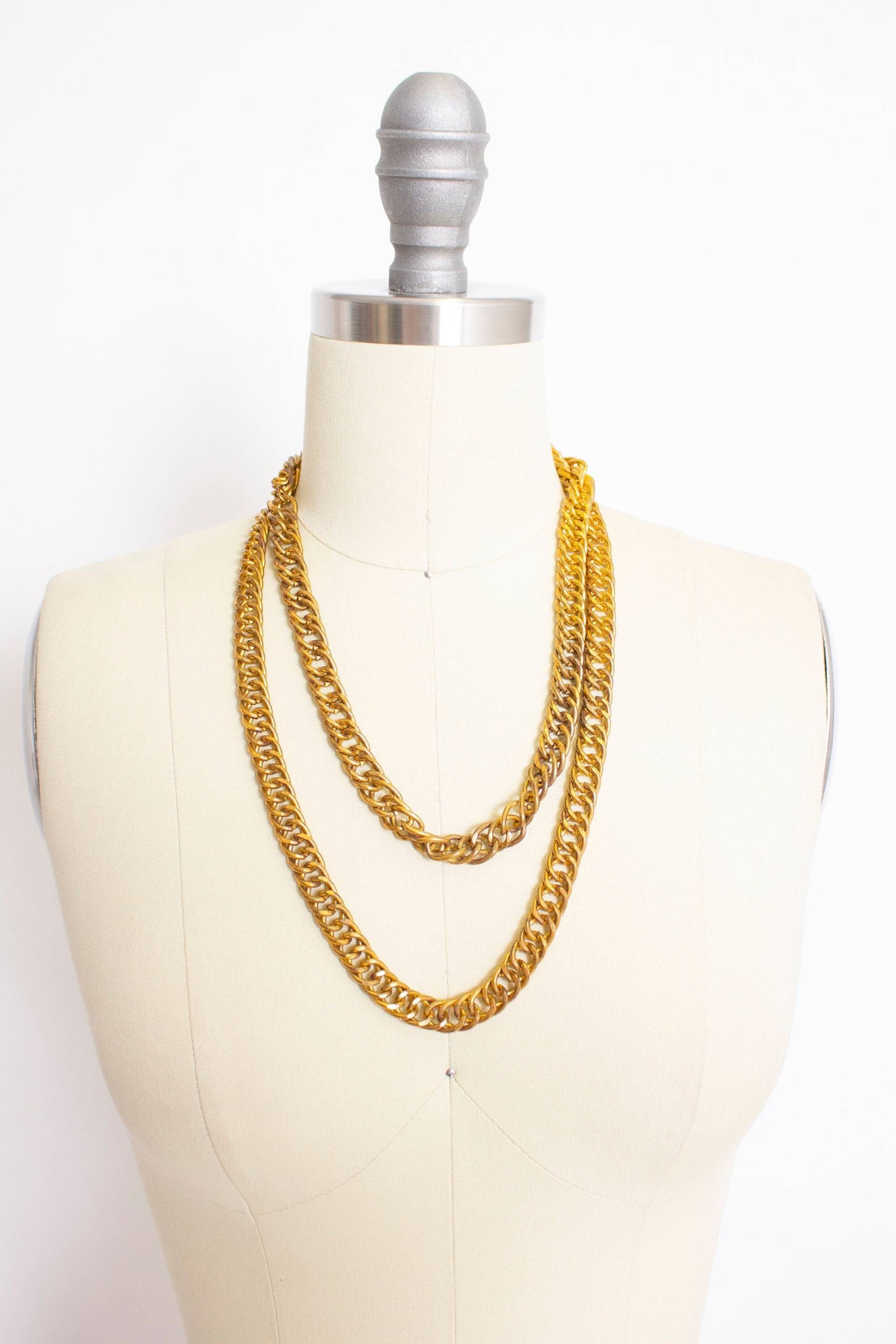 1960S Kette Halskette Gold Ton Oversized Long von dejavintageboutique