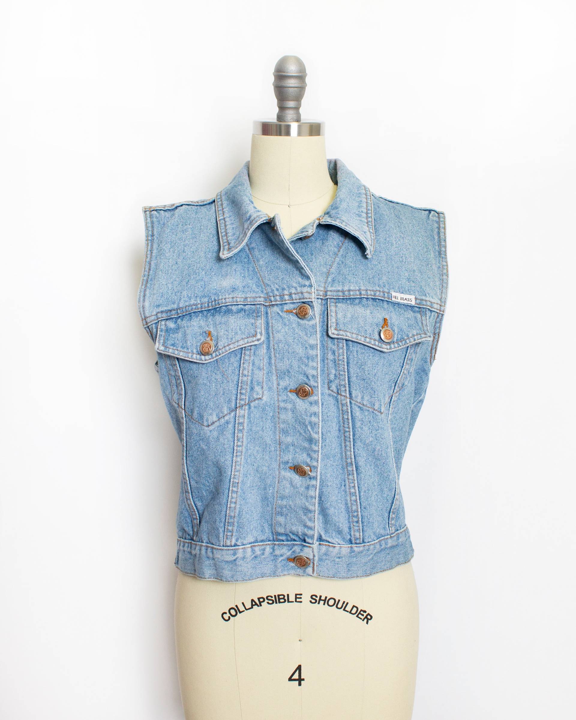 Bill Blass 1990S Jeans Top Kurz Blau M von dejavintageboutique