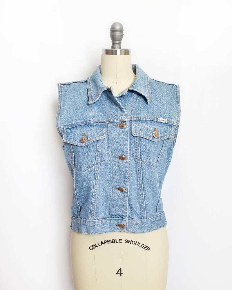 Bill Blass 1990S Jeans Top Kurz Blau M von dejavintageboutique