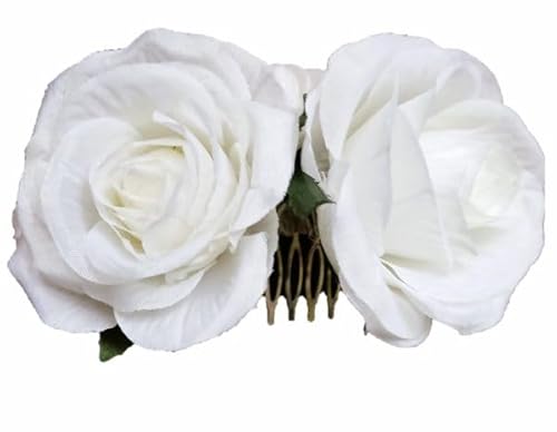 Haarkamm mit Blumen in der Farbe weiss Haarschmuck Hochzeit Brautschmuck von dekofine