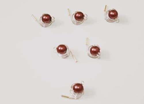 Haarschmuck - 6 Haarspiralen Curlies mit Perlen in der Farbe braun - Brautschmuck von dekofine