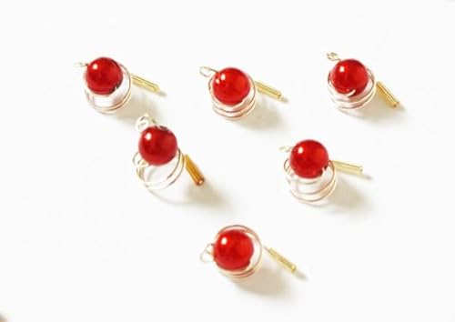 Haarschmuck - 6 Haarspiralen Curlies mit Perlen in der Farbe rot - Brautschmuck von dekofine