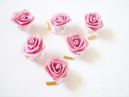 Haarschmuck - 6 Haarspiralen Curlies mit Rosen in der Farbe aprikot - Brautschmuck von dekofine