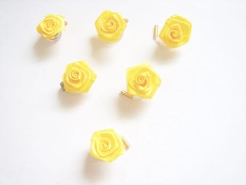 Haarschmuck - 6 Haarspiralen Curlies mit gelben Rosen - Brautschmuck von dekofine