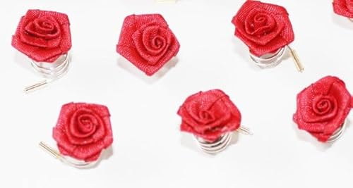 Haarschmuck - 6 Haarspiralen Curlies mit roten Rosen - Brautschmuck von dekofine