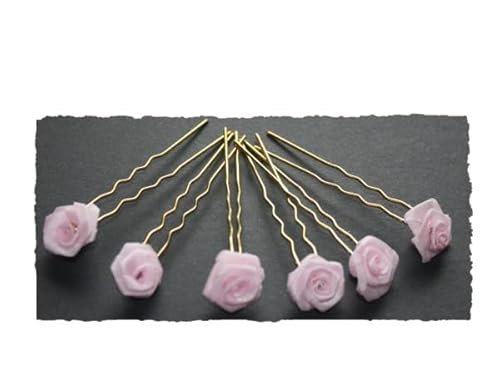 Haarschmuck - 6 goldfarbene Haarnadeln mit Rosen in der Farbe rosa Haarschmuck - 6 goldfarbene Haarnadeln mit Rosen in der Farbe rosa von dekofine