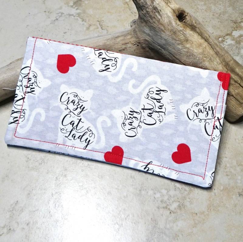 Crazy Cat Lady Scheckheft Hülle Handgemachte Stoff Geldbörse von delaMarCollection