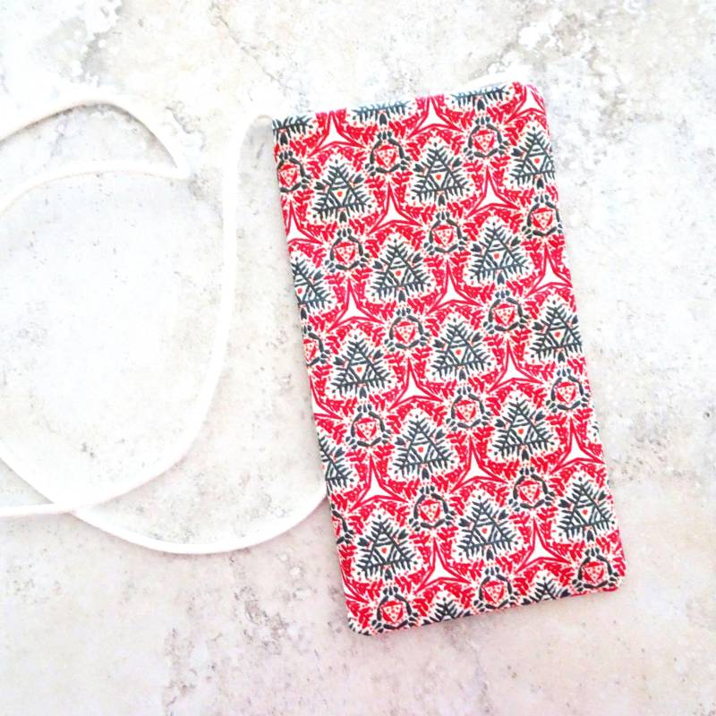 Handytasche, Block Print Stoff Handy Geldbörse, Minimal Geschnallt Beutel, Essentials Brillen Boho Beutel von delaMarCollection