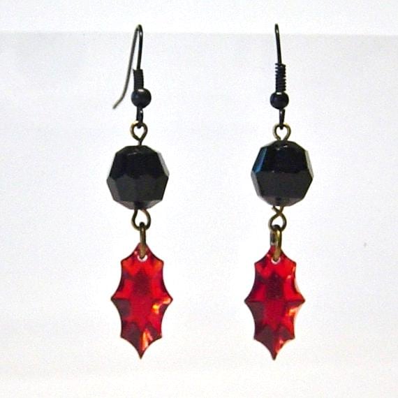 Orange & Schwarz Kristall Bead Ohrringe, Halloween Schmuck, Gothic von delaMarCollection