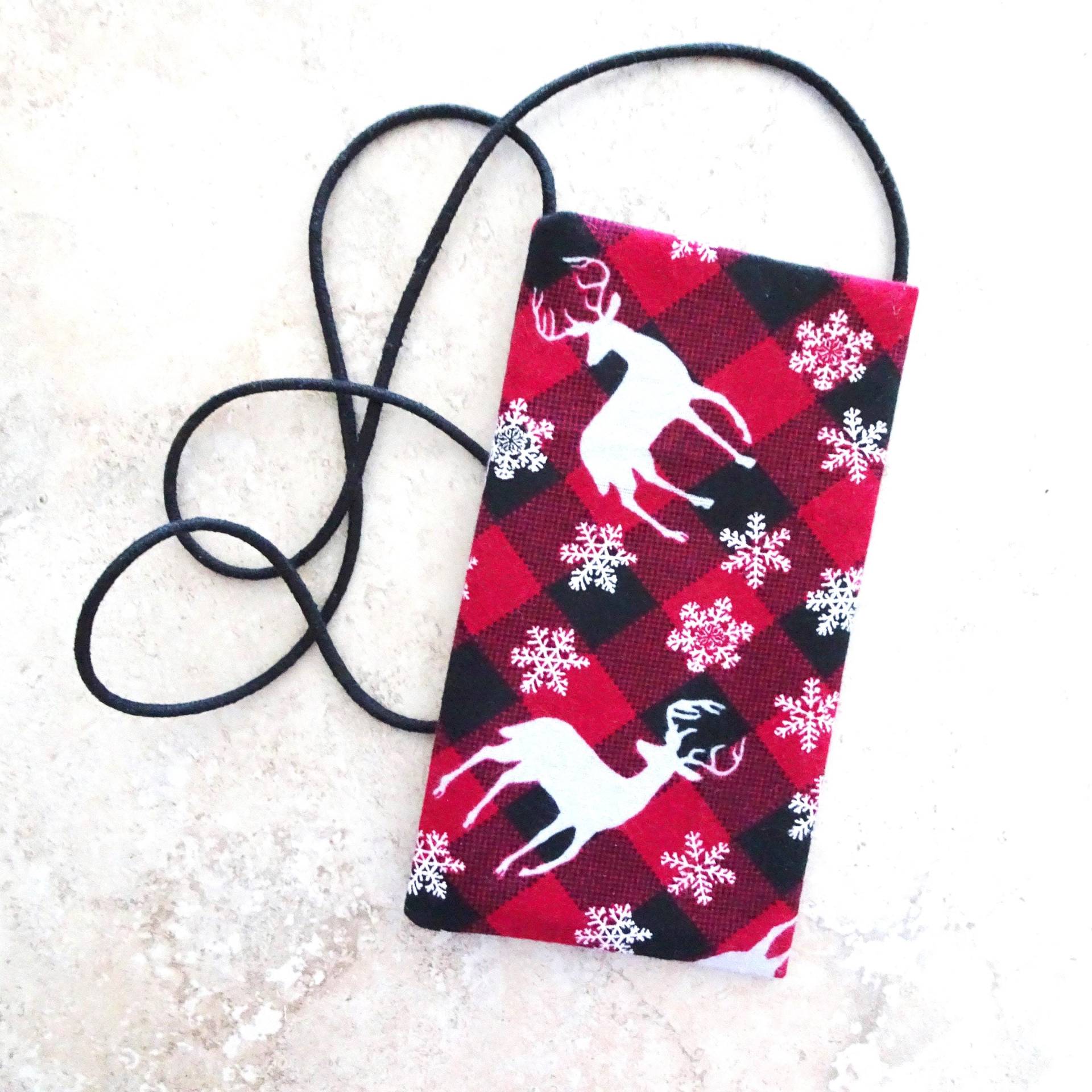 Rot Schwarz Büffel Karo Handytasche, Gegurtete Minimal Stoff Geldbörse, Weihnachten Rot Schwarz Büffel Karo Handytasche, Gegurtete Minimal Stoff Geldbörse, Weihnachten von delaMarCollection