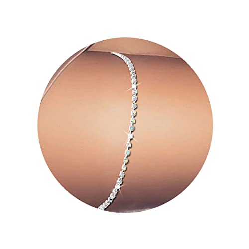 deladola Kristall-Beinkette, Strass-Körperkette, funkelnde Strand-Oberschenkelkette, modischer Körperschmuck, Accessoire für Damen und Mädchen (bunt), Einheitsgröße von deladola