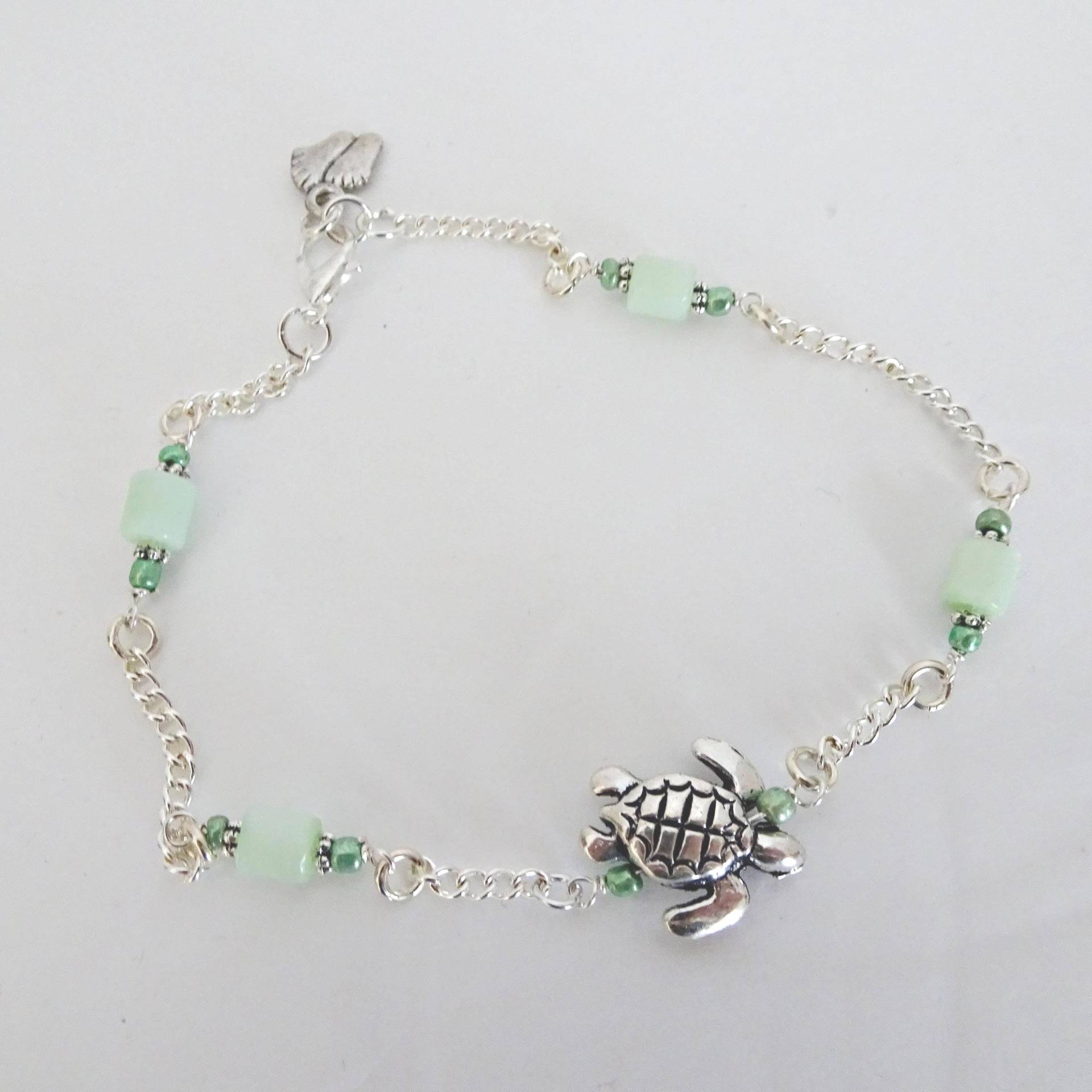 Meeresschildkröte Fußkettchen Silberkette, Grüne Katzenaugen Perlen, Boho Küsten Schmuck Meeresschildkröte Fußkettchen Silberkette, Grüne Katzenaugen Perlen, Boho Küsten Schmuck von delamarjewelry