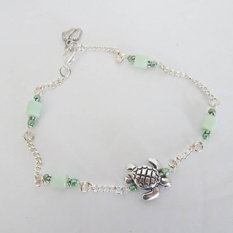 Meeresschildkröte Fußkettchen Silberkette, Grüne Katzenaugen Perlen, Boho Küsten Schmuck Meeresschildkröte Fußkettchen Silberkette, Grüne Katzenaugen Perlen, Boho Küsten Schmuck von delamarjewelry