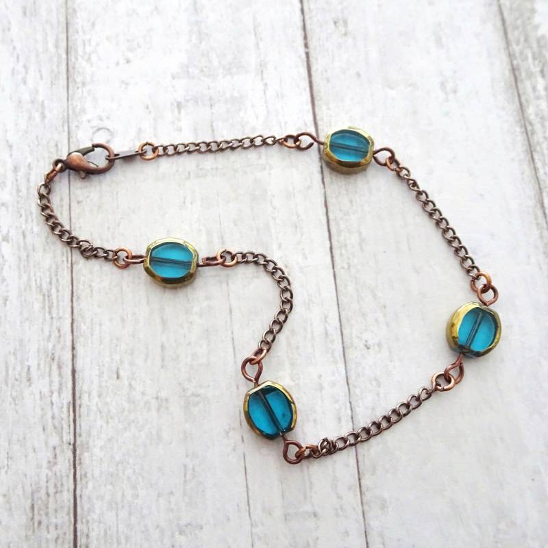 Türkis Perlen Fußkettchen Antik Kupfer Kette Boho Fußkettchen Türkis Perlen Fußkettchen Antik Kupfer Kette Boho Fußkettchen von delamarjewelry