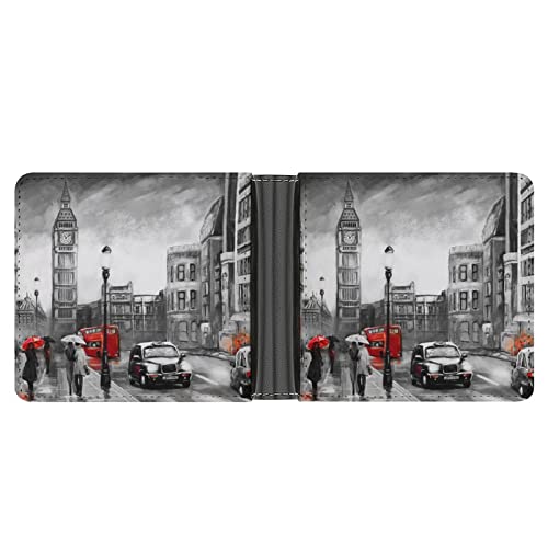 Herren Ledergeldbörse Paar Und Roter Regenschirm-Telefonzelle London Street Portemonnaie Für Männer von delayer