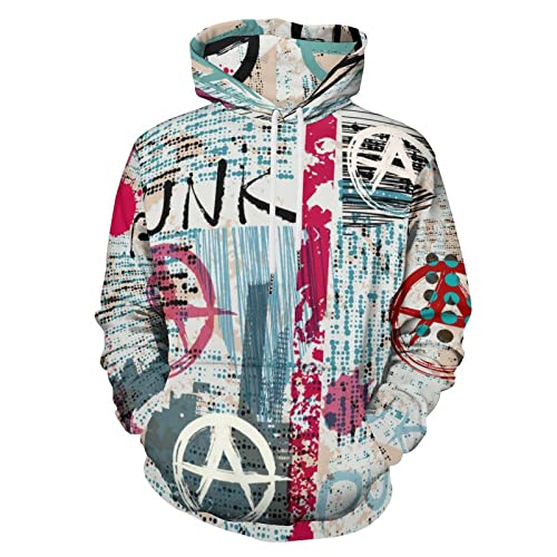 delayer Hoodie Für Erwachsene Grunge-Zeitung Mit Word-Punk Und Anarchie-Symbolen Sweatshirts Hoody Mit Tasche Für Herren Damen von delayer