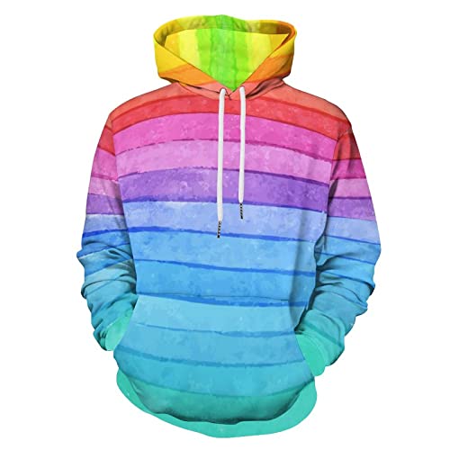 delayer Hoodie Für Erwachsene Streifen Regenbogen Sweatshirts Hoody Mit Tasche Für Herren Damen von delayer